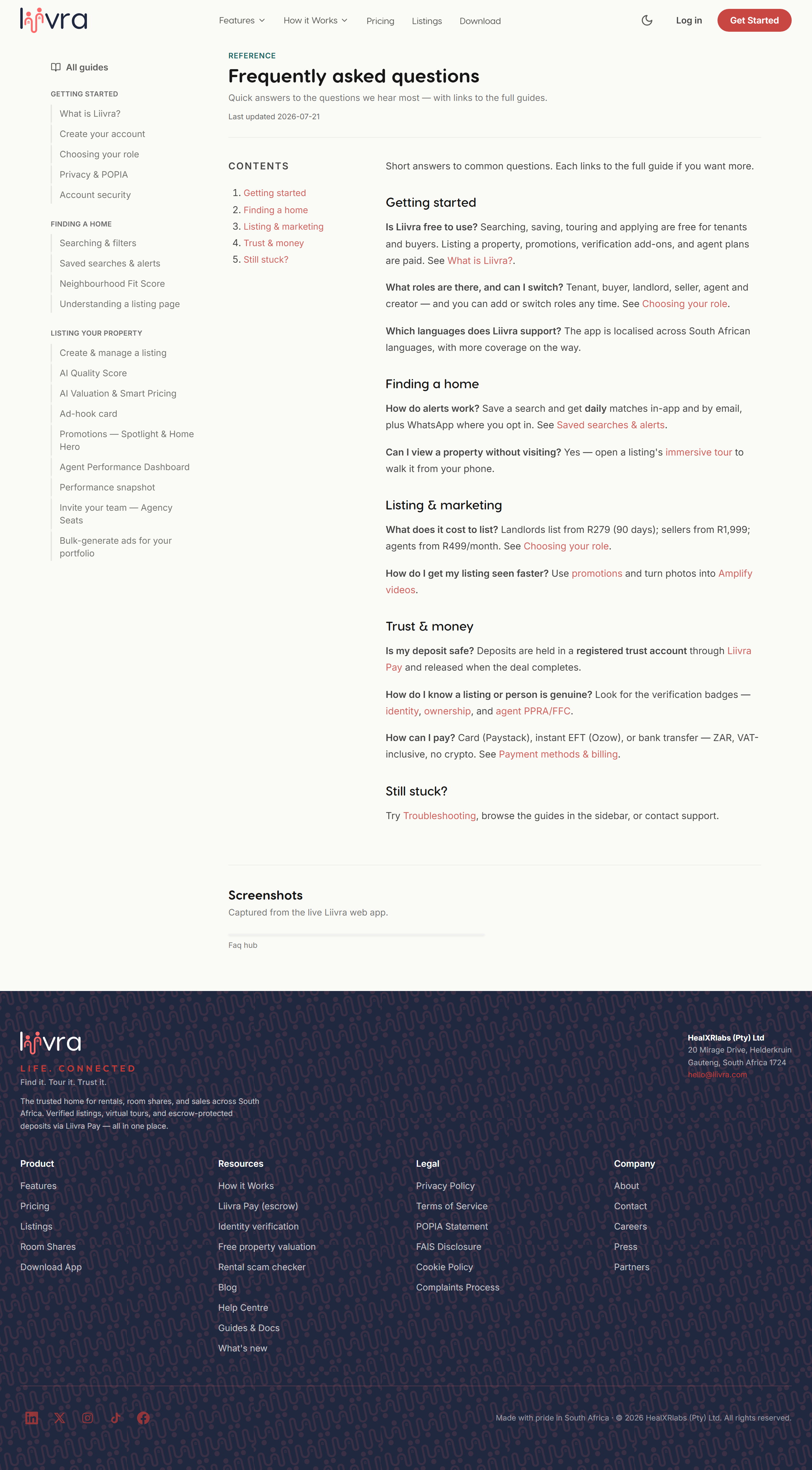 Faq hub — Liivra web