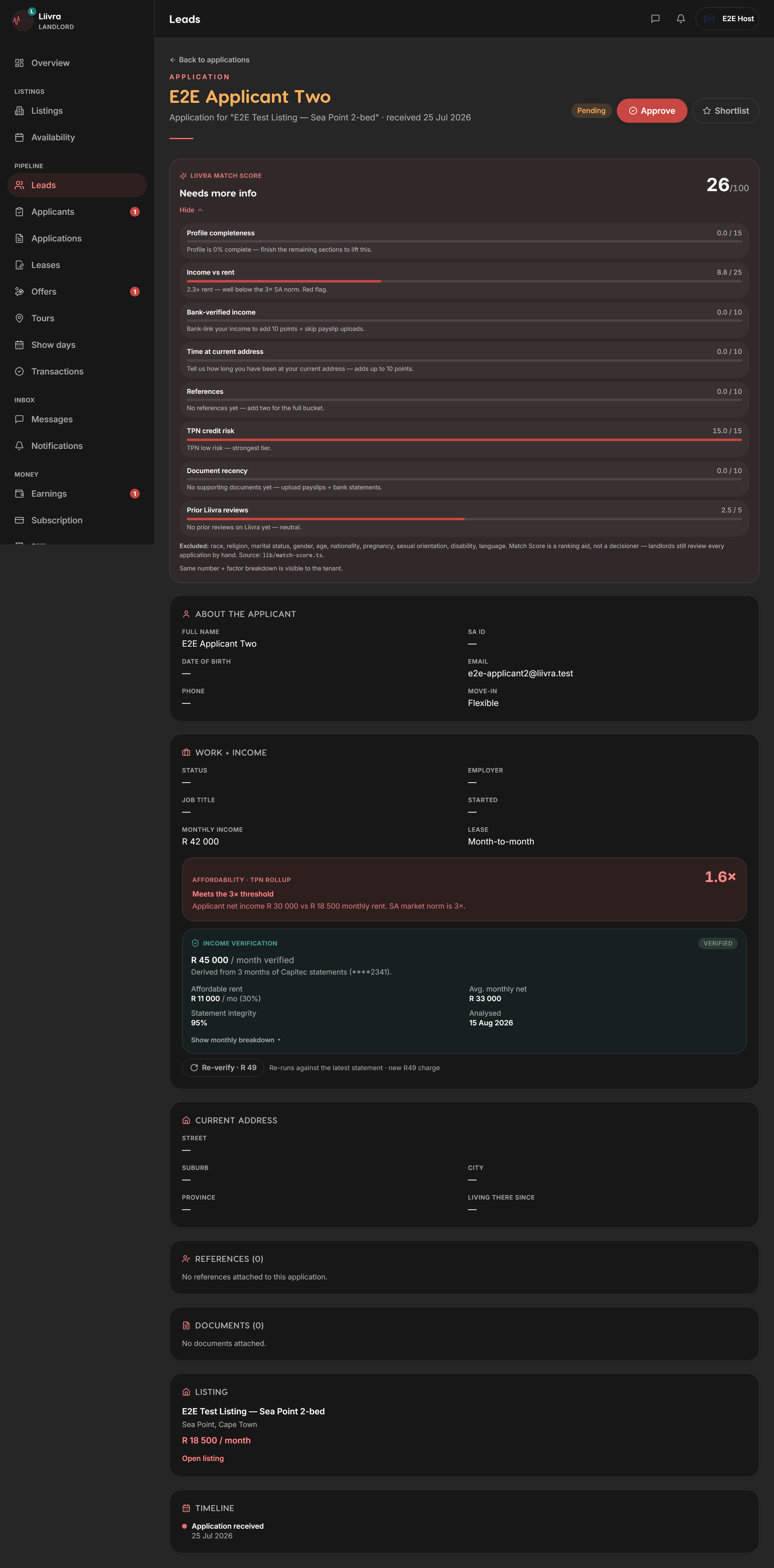 Income report — Liivra web (dark)