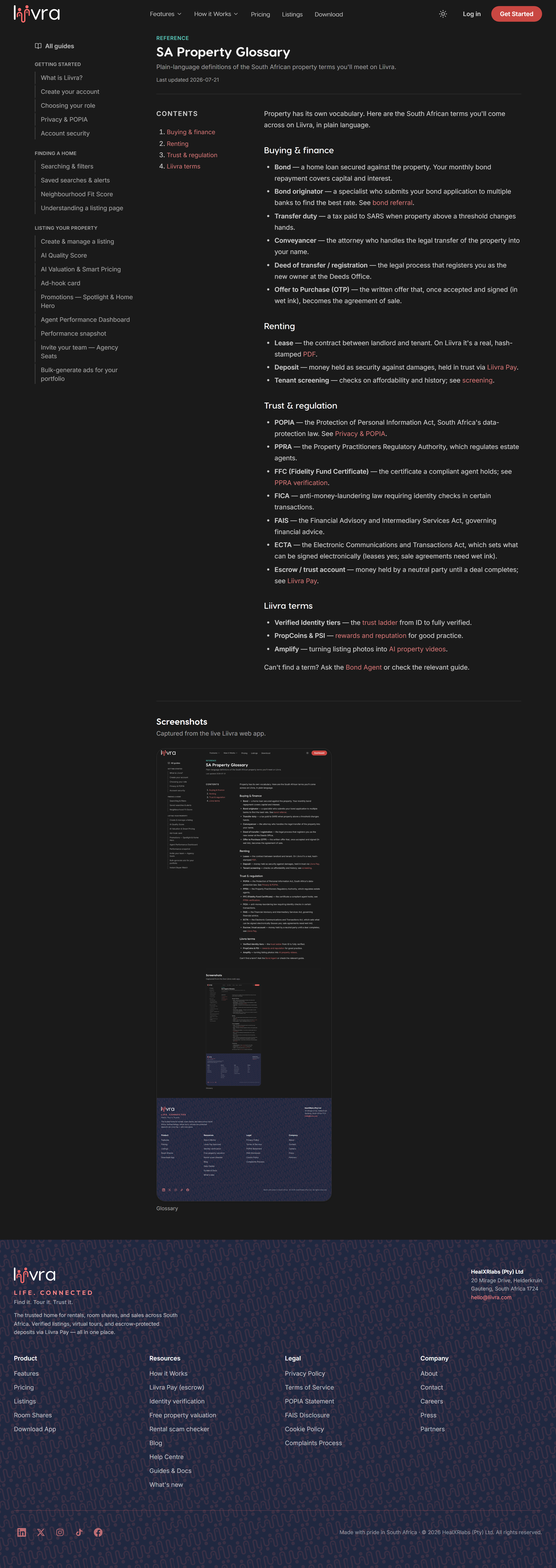 Glossary — Liivra web (dark)