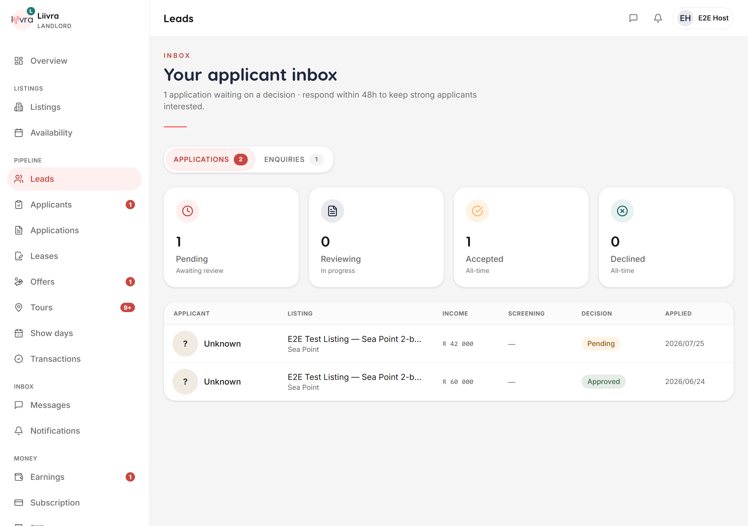 Shortlist flag — Liivra web