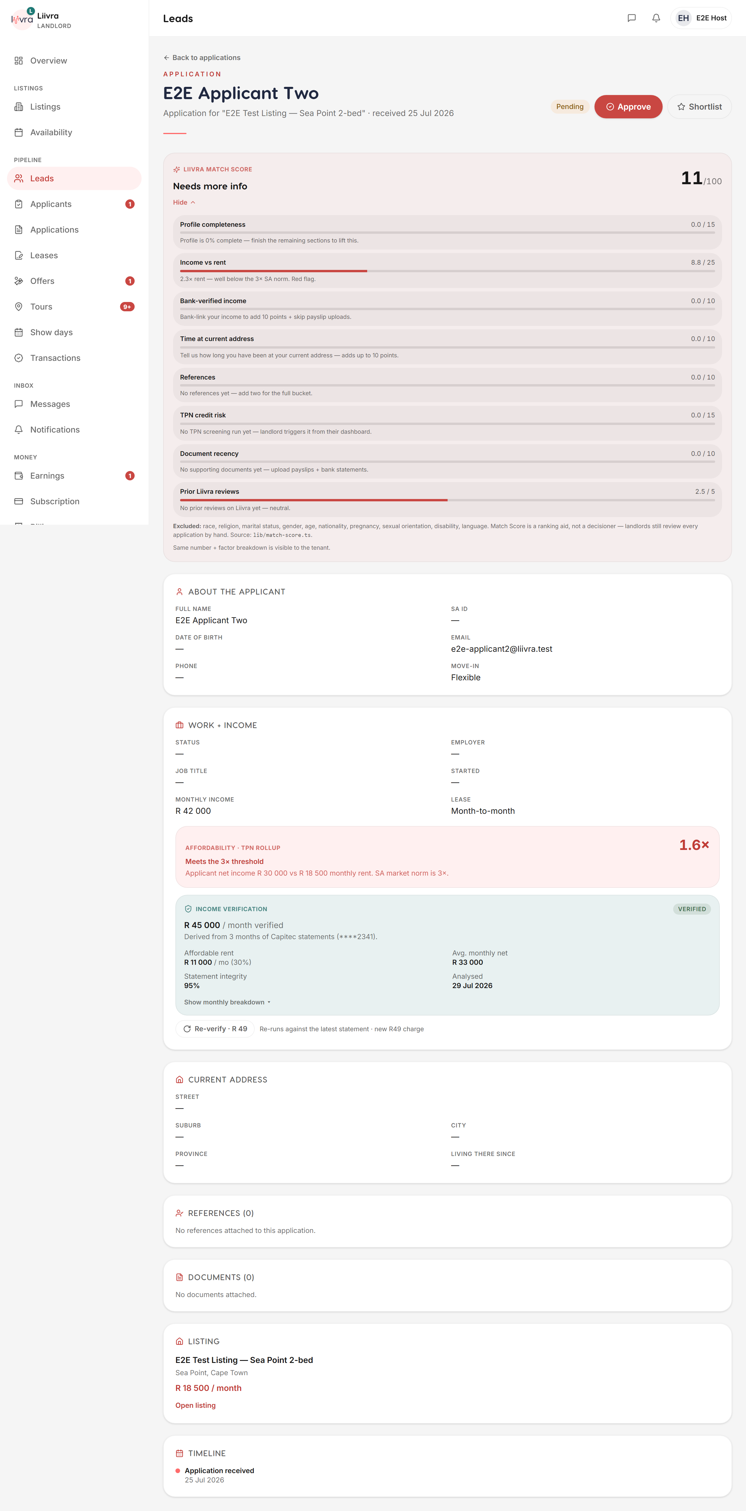 Income report card — Liivra web