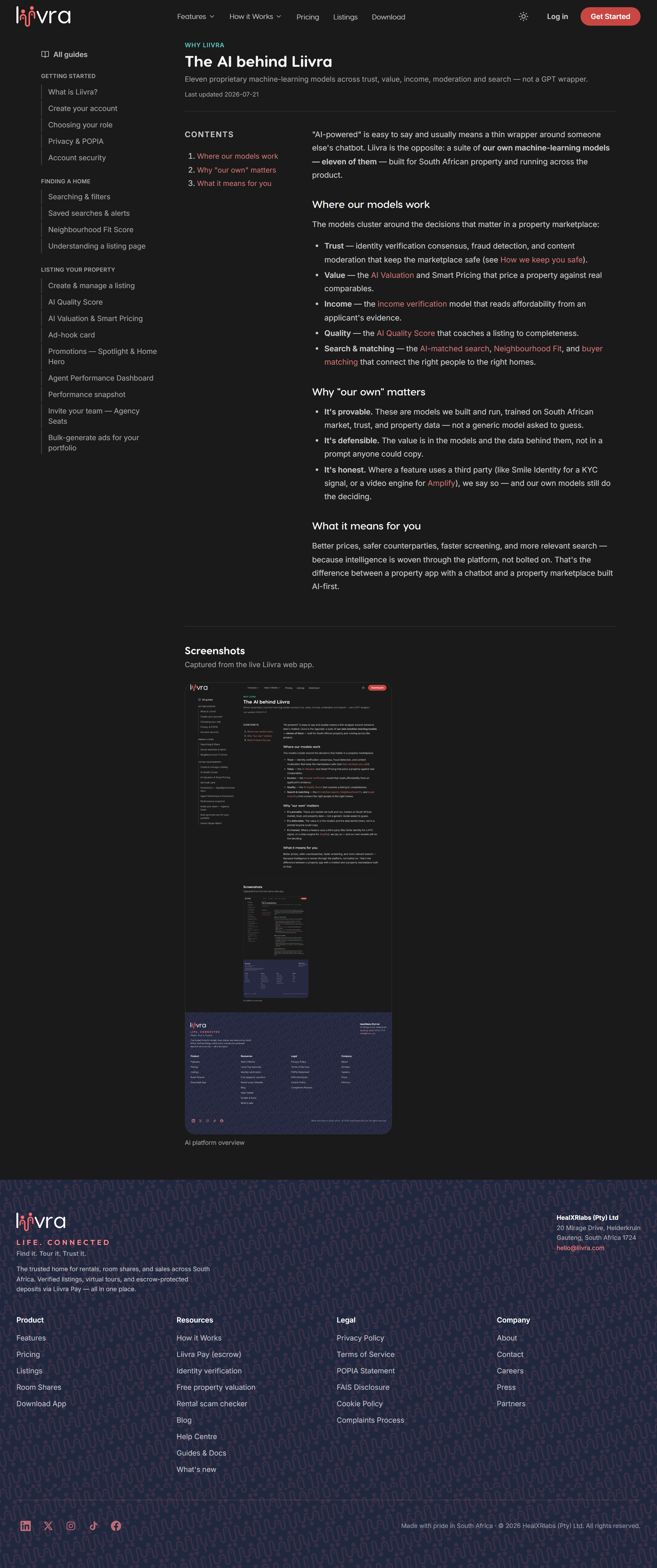Ai platform overview — Liivra web (dark)