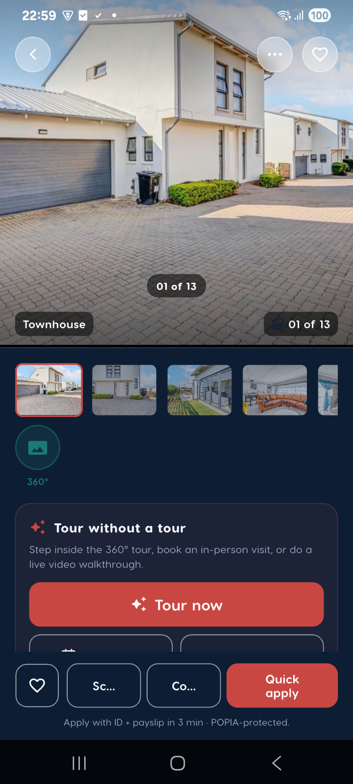Listing detail — Liivra app (dark)