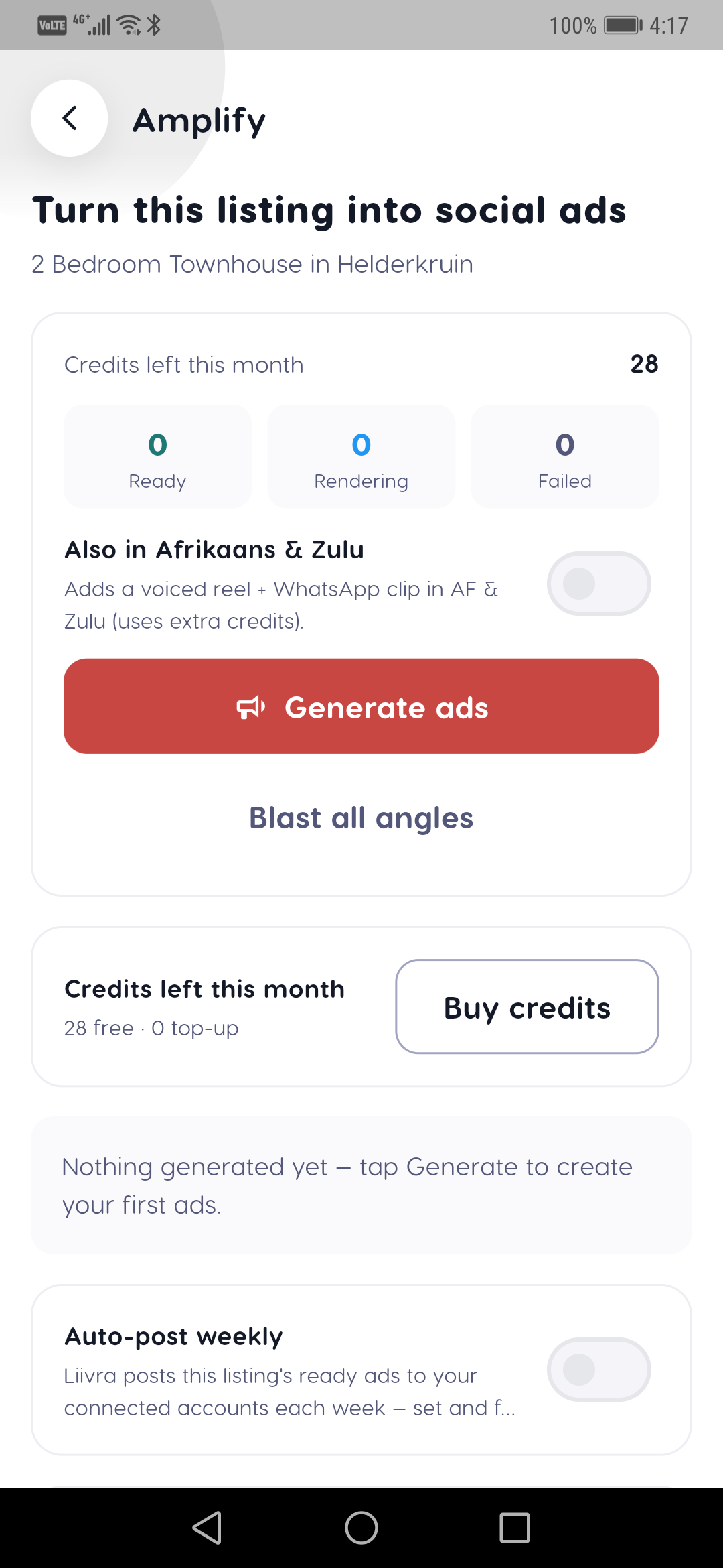 Amplify generate — Liivra app